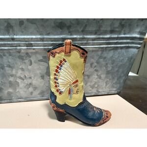 Cowboy Boot Ceramic Figurine Hand painted 2-3 Inches